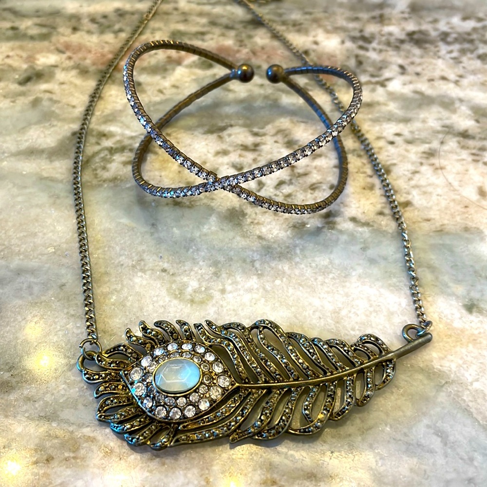 Feather Necklace and Bracelet